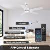 imageSUNMORY 52quot Ceiling Fans with Lights Smart Ceiling Fan with APP and Remote Control Reversible DC Motor Noiseless Stepless Dimmable Modern Ceiling Fan for IndoorOutdoor Use WhiteWhite