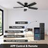 imageSUNMORY 52quot Ceiling Fans with Lights Smart Ceiling Fan with APP and Remote Control Reversible DC Motor Noiseless Stepless Dimmable Modern Ceiling Fan for IndoorOutdoor Use WhiteBlack2