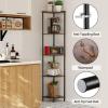 imageSUNMORY 5 Tier Corner Shelf Stand Industrial 65quot Corner Shelves Display Shelf for Living Room Decor Wall Corner Bookshelf Multi Unit Organizer Tall Shelf Plant Stand for Bedroom Bathroom BlackRustic Brown