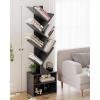 imageSUNMORY 6 Tier Tree Bookshelf Small Bookcase with Storage Cabinet Modern Tall Narrow Bookshelves Organizer Floor Standing Book Shelf for BedroomLiving RoomHome OfficeCorner Rustic BrownBlack