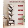 imageSUNMORY 6 Tier Tree Bookshelf Small Bookcase with Storage Cabinet Modern Tall Narrow Bookshelves Organizer Floor Standing Book Shelf for BedroomLiving RoomHome OfficeCorner Rustic BrownGrey