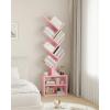 imageSUNMORY 6 Tier Tree Bookshelf Small Bookcase with Storage Cabinet Modern Tall Narrow Bookshelves Organizer Floor Standing Book Shelf for BedroomLiving RoomHome OfficeCorner Rustic BrownPink