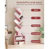 imageSUNMORY 6 Tier Tree Bookshelf Small Bookcase with Storage Cabinet Modern Tall Narrow Bookshelves Organizer Floor Standing Book Shelf for BedroomLiving RoomHome OfficeCorner Rustic BrownPink