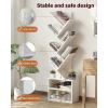 imageSUNMORY 6 Tier Tree Bookshelf Small Bookcase with Storage Cabinet Modern Tall Narrow Bookshelves Organizer Floor Standing Book Shelf for BedroomLiving RoomHome OfficeCorner Rustic BrownWhite
