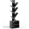 imageSUNMORY 6 Tier Tree Bookshelf Small Bookcase with Storage Cabinet Modern Tall Narrow Bookshelves Organizer Floor Standing Book Shelf for BedroomLiving RoomHome OfficeCorner Rustic BrownBlack