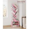 imageSUNMORY 6 Tier Tree Bookshelf Small Bookcase with Storage Cabinet Modern Tall Narrow Bookshelves Organizer Floor Standing Book Shelf for BedroomLiving RoomHome OfficeCorner Rustic BrownPink