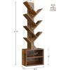 imageSUNMORY 6 Tier Tree Bookshelf Small Bookcase with Storage Cabinet Modern Tall Narrow Bookshelves Organizer Floor Standing Book Shelf for BedroomLiving RoomHome OfficeCorner Rustic BrownBrown