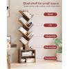 imageSUNMORY 6 Tier Tree Bookshelf Small Bookcase with Storage Cabinet Modern Tall Narrow Bookshelves Organizer Floor Standing Book Shelf for BedroomLiving RoomHome OfficeCorner Rustic BrownBrown
