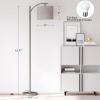 imageSUNMORY Arc Floor Lamp Modern Floor Lamp with Romote Control and Stepless Dimmable Bulb Metal Standing Lamps with Hanging Lampshade for Living Room Bedroom Office BlackGray Without Remote