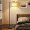 imageSUNMORY Arc Floor Lamp Modern Floor Lamp with Romote Control and Stepless Dimmable Bulb Metal Standing Lamps with Hanging Lampshade for Living Room Bedroom Office BlackBlack Without Remote