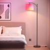 imageSUNMORY Arc Floor Lamp Modern Floor Lamp with Romote Control and Stepless Dimmable Bulb Metal Standing Lamps with Hanging Lampshade for Living Room Bedroom Office BlackBlackRGB