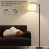 imageSUNMORY Arc Floor Lamp Modern Floor Lamp with Romote Control and Stepless Dimmable Bulb Metal Standing Lamps with Hanging Lampshade for Living Room Bedroom Office BlackBrown