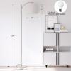 imageSUNMORY Arc Floor Lamp Modern Floor Lamp with Romote Control and Stepless Dimmable Bulb Metal Standing Lamps with Hanging Lampshade for Living Room Bedroom Office BlackNickel Without Remote