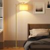 imageSUNMORY Arc Floor Lamp Modern Floor Lamp with Romote Control and Stepless Dimmable Bulb Metal Standing Lamps with Hanging Lampshade for Living Room Bedroom Office BlackGold Without Remote