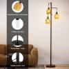 imageSUNMORY Dimmable Floor Lamp 68 Inch Tall Lamps for Living Room Standing Lamp with 3 x 6w LED Bulbs Tree Lamp Farmhouse Industrial Floor Lamp for Bedroom Office Black ampamp Rattan ShadeBlackRattan Shade