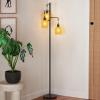 imageSUNMORY Dimmable Floor Lamp 68 Inch Tall Lamps for Living Room Standing Lamp with 3 x 6w LED Bulbs Tree Lamp Farmhouse Industrial Floor Lamp for Bedroom Office Black ampamp Rattan ShadeBlackRattan Shade