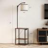 imageSUNMORY Floor Lamp with Table End Table with Lamp Shelves Charging StationUSB ampamp AC Port 3Color Temperature LED Bulb Side Table Lamps for Living Room Bedroom Office Rustic BrownDark Walnut