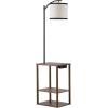 imageSUNMORY Floor Lamp with Table End Table with Lamp Shelves Charging StationUSB ampamp AC Port 3Color Temperature LED Bulb Side Table Lamps for Living Room Bedroom Office Rustic BrownRustic Brown