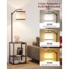 imageSUNMORY Floor Lamp with Table End Table with Lamp Shelves Charging StationUSB ampamp AC Port 3Color Temperature LED Bulb Side Table Lamps for Living Room Bedroom Office Rustic BrownDark Walnut