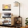imageSUNMORY Floor Lamp with Table End Table with Lamp Shelves Charging StationUSB ampamp AC Port 3Color Temperature LED Bulb Side Table Lamps for Living Room Bedroom Office Rustic BrownDark Walnut