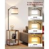 imageSUNMORY Floor Lamp with Table End Table with Lamp Shelves Charging StationUSB ampamp AC Port 3Color Temperature LED Bulb Side Table Lamps for Living Room Bedroom Office Rustic BrownRustic Brown