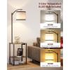 imageSUNMORY Floor Lamp with Table End Table with Lamp Shelves Charging StationUSB ampamp AC Port 3Color Temperature LED Bulb Side Table Lamps for Living Room Bedroom Office Rustic BrownGrey Oak