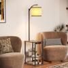 imageSUNMORY Floor Lamp with Table End Table with Lamp Shelves Charging StationUSB ampamp AC Port 3Color Temperature LED Bulb Side Table Lamps for Living Room Bedroom Office Rustic BrownGrey Oak