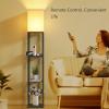 imageSUNMORY Shelf Lamp with Remote Control Stepless Color Temperature ampamp Dimmable Floor Lamp with Shelves with 2 Usb Charging Ports and 2Hole Socket Solid Wood Tall Lamps for Living Room BedroomBlackBlackwith remote control  without drawer
