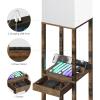 imageSUNMORY Shelf Lamp with Remote Control Stepless Color Temperature ampamp Dimmable Floor Lamp with Shelves with 2 Usb Charging Ports and 2Hole Socket Solid Wood Tall Lamps for Living Room BedroomBlackRustic Browm