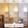 imageSUNMORY Shelf Lamp with Remote Control Stepless Color Temperature ampamp Dimmable Floor Lamp with Shelves with 2 Usb Charging Ports and 2Hole Socket Solid Wood Tall Lamps for Living Room BedroomBlackWhite