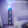 imageSUNMORY Shelf Lamp with Remote Control Stepless Color Temperature ampamp Dimmable Floor Lamp with Shelves with 2 Usb Charging Ports and 2Hole Socket Solid Wood Tall Lamps for Living Room BedroomBlackRGB Bulb
