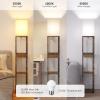 imageSUNMORY Shelf Lamp with Remote Control Stepless Color Temperature ampamp Dimmable Floor Lamp with Shelves with 2 Usb Charging Ports and 2Hole Socket Solid Wood Tall Lamps for Living Room BedroomBlackRustic Browm