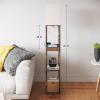 imageSUNMORY Shelf Lamp with Remote Control Stepless Color Temperature ampamp Dimmable Floor Lamp with Shelves with 2 Usb Charging Ports and 2Hole Socket Solid Wood Tall Lamps for Living Room BedroomBlackRustic Browm