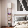 imageSUNMORY Shelf Lamp with Remote Control Stepless Color Temperature ampamp Dimmable Floor Lamp with Shelves with 2 Usb Charging Ports and 2Hole Socket Solid Wood Tall Lamps for Living Room BedroomBlackRustic Browm