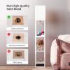 imageSUNMORY Shelf Lamp with Remote Control Stepless Color Temperature ampamp Dimmable Floor Lamp with Shelves with 2 Usb Charging Ports and 2Hole Socket Solid Wood Tall Lamps for Living Room BedroomBlackWhite