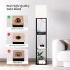 imageSUNMORY Shelf Lamp with Remote Control Stepless Color Temperature ampamp Dimmable Floor Lamp with Shelves with 2 Usb Charging Ports and 2Hole Socket Solid Wood Tall Lamps for Living Room BedroomBlackBlack