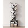 imageSUNMORY 6 Tier Tree Bookshelf Small Bookcase with Storage Cabinet Modern Tall Narrow Bookshelves Organizer Floor Standing Book Shelf for BedroomLiving RoomHome OfficeCorner Rustic BrownGrey