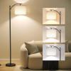 imageSUNMORY Arc Floor Lamp Modern Floor Lamp with Romote Control and Stepless Dimmable Bulb Metal Standing Lamps with Hanging Lampshade for Living Room Bedroom Office BlackBlack Without Remote