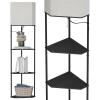 imageSUNMORY Floor Lamp with Shelves Modern Square Shelf Lamps Display Shelf Standing Lamp with 3 Color Temperature Bulb Corner Bookshelf Lamps for Living Room and Bedroom Office Home DecorBlackFanshaped