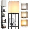 imageSUNMORY Floor Lamp with Shelves Modern Square Shelf Lamps Display Shelf Standing Lamp with 3 Color Temperature Bulb Corner Bookshelf Lamps for Living Room and Bedroom Office Home DecorBlack 5Tier