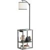 imageSUNMORY Floor Lamp with Table End Table with Lamp Shelves Charging StationUSB ampamp AC Port 3Color Temperature LED Bulb Side Table Lamps for Living Room Bedroom Office Rustic BrownGrey Oak