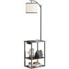 imageSUNMORY Floor Lamp with Table End Table with Lamp Shelves Charging StationUSB ampamp AC Port 3Color Temperature LED Bulb Side Table Lamps for Living Room Bedroom Office Rustic BrownDark Walnut