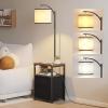 imageSUNMORY Floor Lamp with Table ampamp 2 Drawers Lamp with USB Port and Outlet Lamps for Nightstand with 3 Color Temperature Led Bulb Included Floor Lamps for Living Room Bedroom and Home Office BlackRustic Brown
