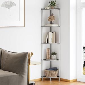 imageSUNMORY 5 Tier Corner Shelf Stand Industrial 65quot Corner Shelves Display Shelf for Living Room Decor Wall Corner Bookshelf Multi Unit Organizer Tall Shelf Plant Stand for Bedroom Bathroom BlackGrey