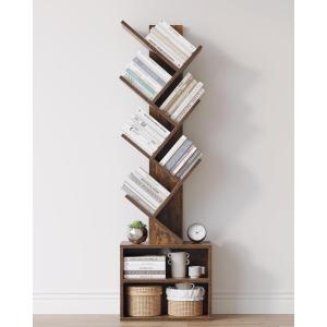 imageSUNMORY 6 Tier Tree Bookshelf Small Bookcase with Storage Cabinet Modern Tall Narrow Bookshelves Organizer Floor Standing Book Shelf for BedroomLiving RoomHome OfficeCorner Rustic BrownBrown