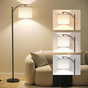 imageSUNMORY Arc Floor Lamp Modern Floor Lamp with Romote Control and Stepless Dimmable Bulb Metal Standing Lamps with Hanging Lampshade for Living Room Bedroom Office BlackBlack Without Remote