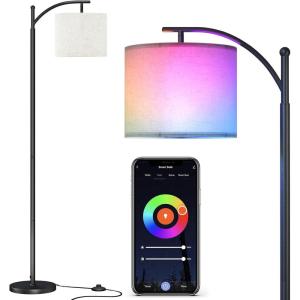 imageSUNMORY Arc Floor Lamp Modern Floor Lamp with Romote Control and Stepless Dimmable Bulb Metal Standing Lamps with Hanging Lampshade for Living Room Bedroom Office BlackBlackRGB