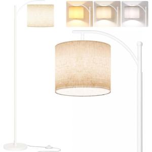 imageSUNMORY Arc Floor Lamp Modern Floor Lamp with Romote Control and Stepless Dimmable Bulb Metal Standing Lamps with Hanging Lampshade for Living Room Bedroom Office BlackWhite