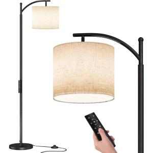 imageSUNMORY Arc Floor Lamp Modern Floor Lamp with Romote Control and Stepless Dimmable Bulb Metal Standing Lamps with Hanging Lampshade for Living Room Bedroom Office BlackBlack