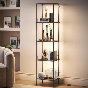 imageSUNMORY Display Shelf with Dimmable Lights Lighted Display Cases for Collectibles Adjustable Color Temperature and Brightness Display Cabinet Floor Lamp with Shelves Home Decor Rustic BrownBlack